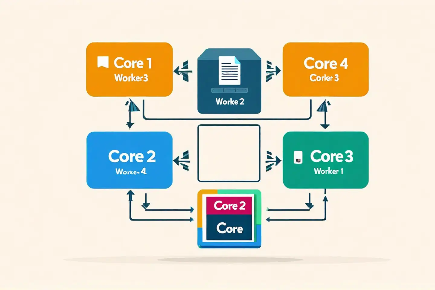 Abstract representation of parallel thread execution in Node.js